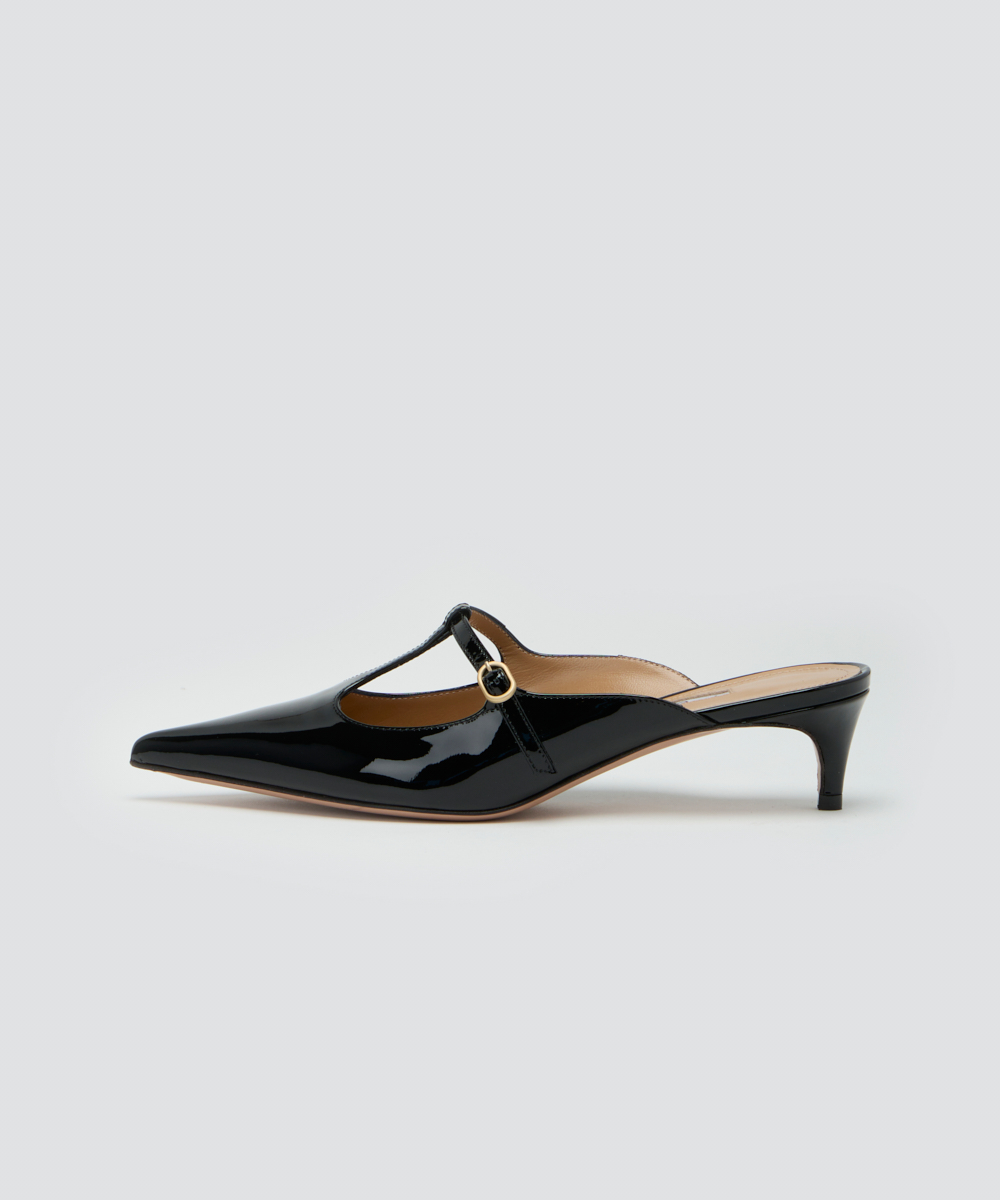 CUORE Tストラップ パンプス 3.5cm BLACK